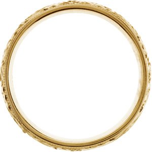 Hand-Engraved Milgrain Stepped-Edge Comfort-Fit Half Round Band