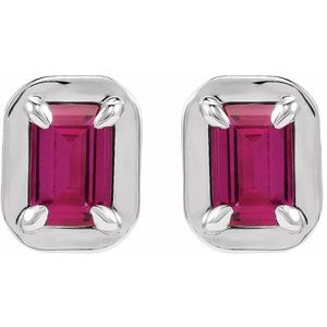 Round 4-Prong Claw Bezel-Style Stud Earrings