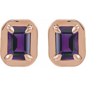 Round 4-Prong Claw Bezel-Style Stud Earrings