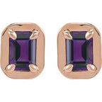 Round 4-Prong Claw Bezel-Style Stud Earrings