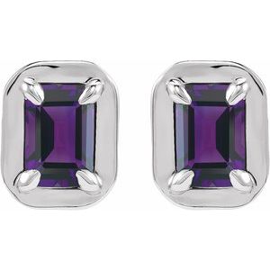 Round 4-Prong Claw Bezel-Style Stud Earrings