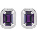 Round 4-Prong Claw Bezel-Style Stud Earrings