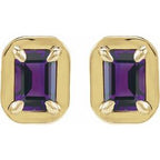 Round 4-Prong Claw Bezel-Style Stud Earrings