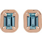 Round 4-Prong Claw Bezel-Style Stud Earrings