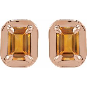 Round 4-Prong Claw Bezel-Style Stud Earrings