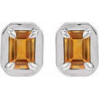 Round 4-Prong Claw Bezel-Style Stud Earrings