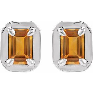 Round 4-Prong Claw Bezel-Style Stud Earrings