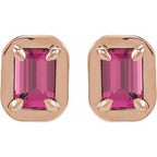 Round 4-Prong Claw Bezel-Style Stud Earrings
