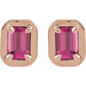 Round 4-Prong Claw Bezel-Style Stud Earrings