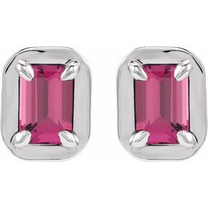 Round 4-Prong Claw Bezel-Style Stud Earrings
