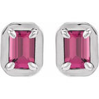 Round 4-Prong Claw Bezel-Style Stud Earrings
