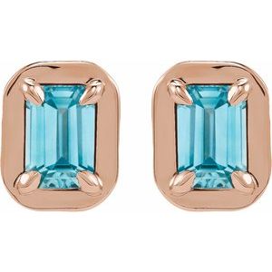 Round 4-Prong Claw Bezel-Style Stud Earrings