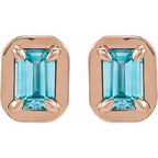 Round 4-Prong Claw Bezel-Style Stud Earrings