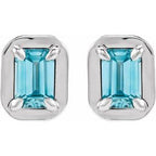 Round 4-Prong Claw Bezel-Style Stud Earrings