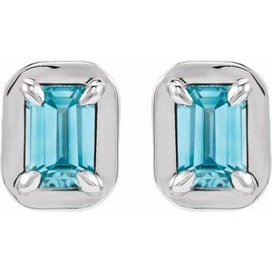 Round 4-Prong Claw Bezel-Style Stud Earrings