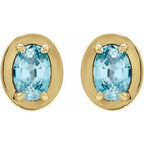 Round 4-Prong Claw Bezel-Style Stud Earrings
