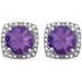 Round 4-Prong Halo-Style Birthstone Stud Earrings