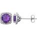 Round 4-Prong Halo-Style Birthstone Stud Earrings