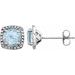 Round 4-Prong Halo-Style Birthstone Stud Earrings