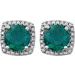 Round 4-Prong Halo-Style Birthstone Stud Earrings