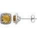 Round 4-Prong Halo-Style Birthstone Stud Earrings