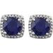 Round 4-Prong Halo-Style Birthstone Stud Earrings