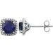 Round 4-Prong Halo-Style Birthstone Stud Earrings