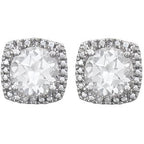 Round 4-Prong Halo-Style Birthstone Stud Earrings