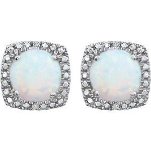 Round 4-Prong Halo-Style Birthstone Stud Earrings