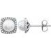 Round 4-Prong Halo-Style Birthstone Stud Earrings