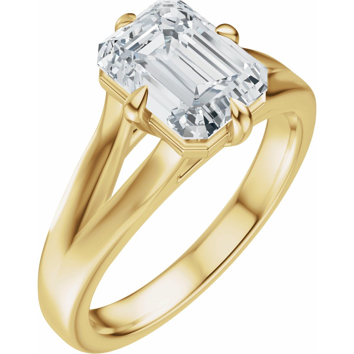 Claw-Prong Split Shank Solitaire Engagement Ring or Band