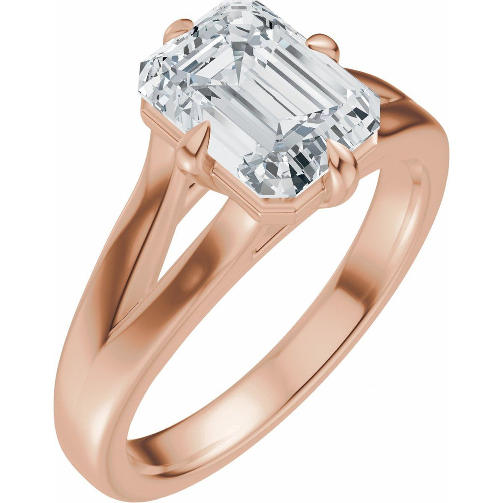 Claw-Prong Split Shank Solitaire Engagement Ring or Band