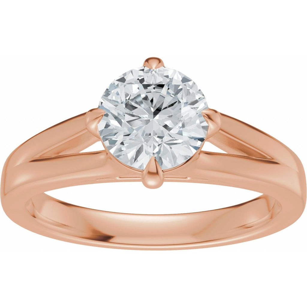 Claw-Prong Split Shank Solitaire Engagement Ring or Band