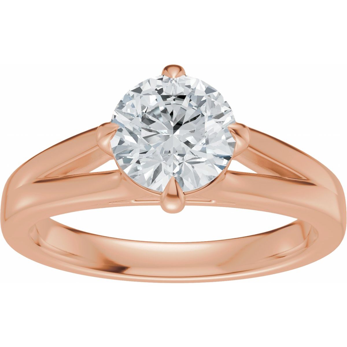 Claw-Prong Split Shank Solitaire Engagement Ring or Band