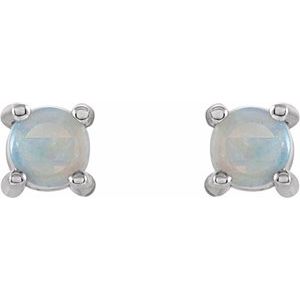 Round 4-Prong Cabochon Earrings