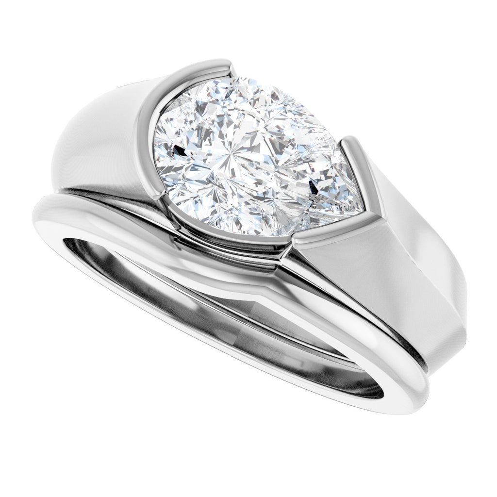 Half Bezel Solitaire Engagement Ring or Band