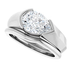 Half Bezel Solitaire Engagement Ring or Band