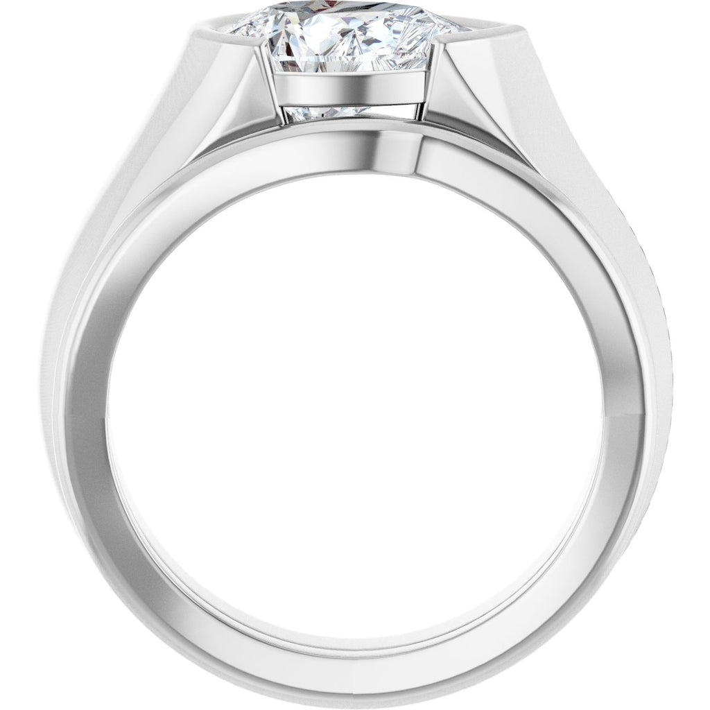Half Bezel Solitaire Engagement Ring or Band