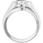 Half Bezel Solitaire Engagement Ring or Band