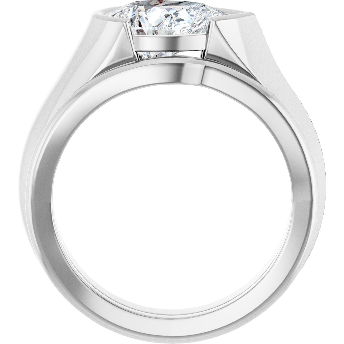 Half Bezel Solitaire Engagement Ring or Band
