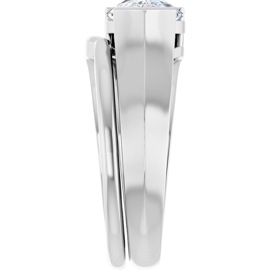 Half Bezel Solitaire Engagement Ring or Band