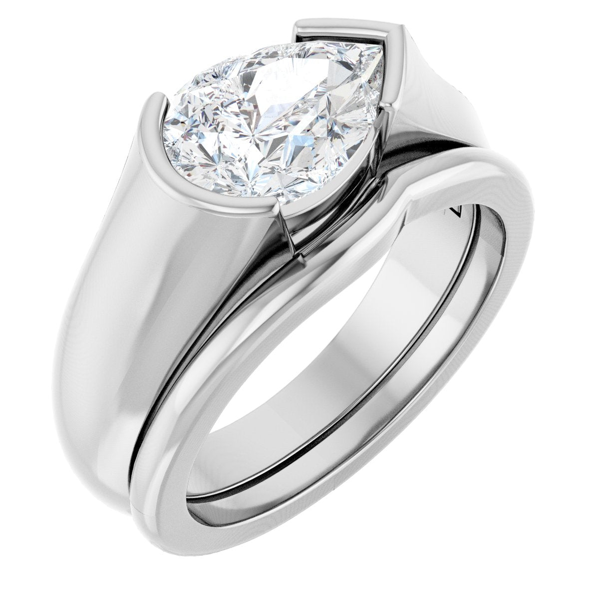 Half Bezel Solitaire Engagement Ring or Band