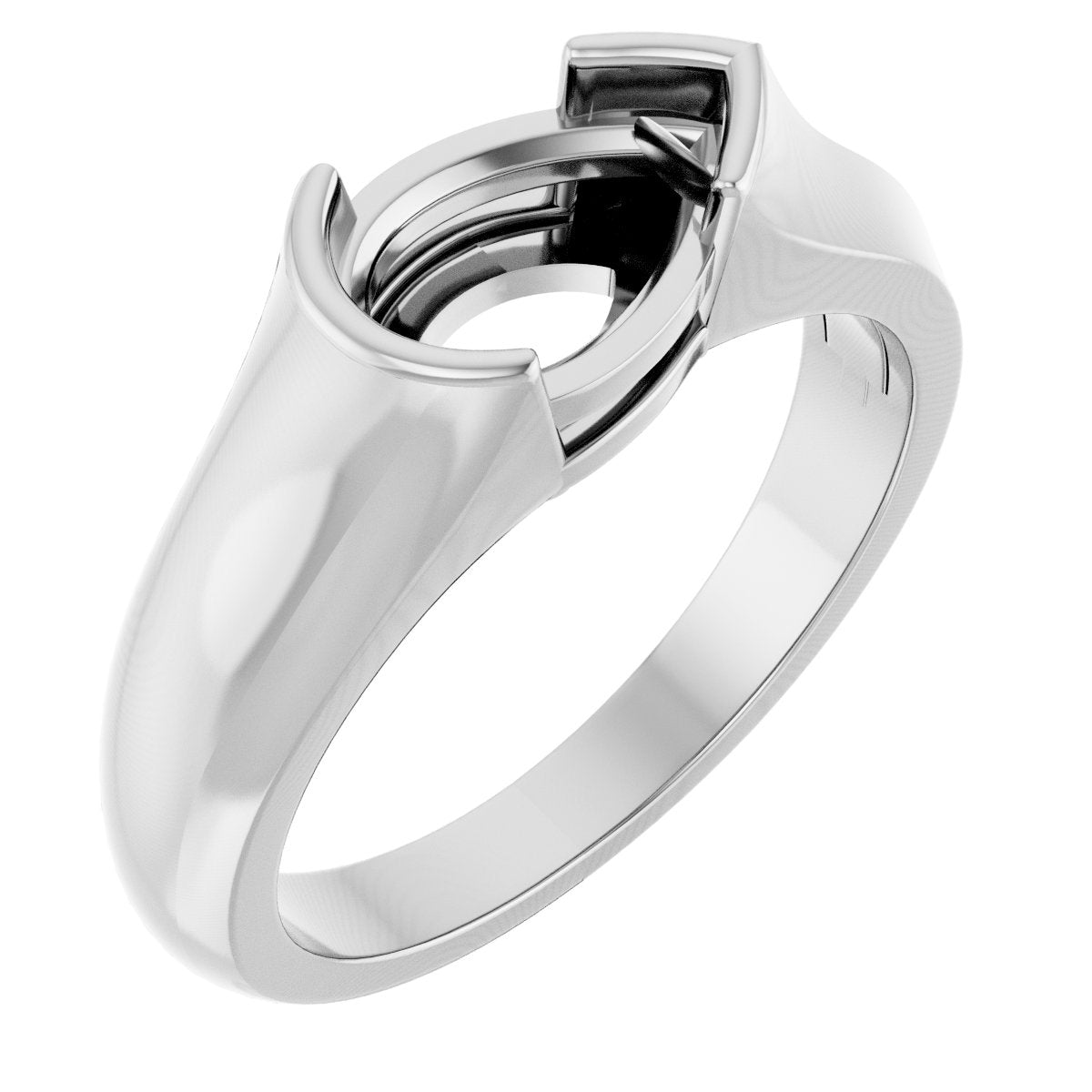 Half Bezel Solitaire Engagement Ring or Band