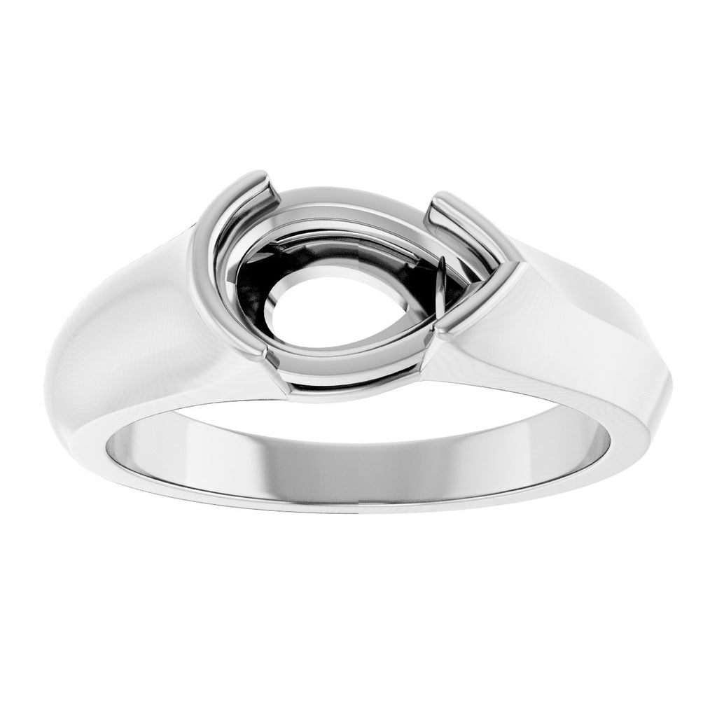 Half Bezel Solitaire Engagement Ring or Band