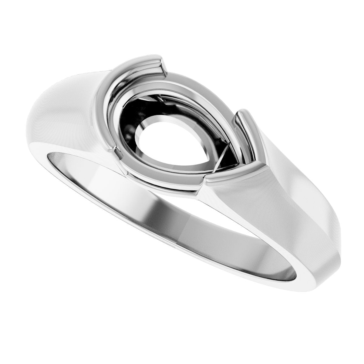 Half Bezel Solitaire Engagement Ring or Band