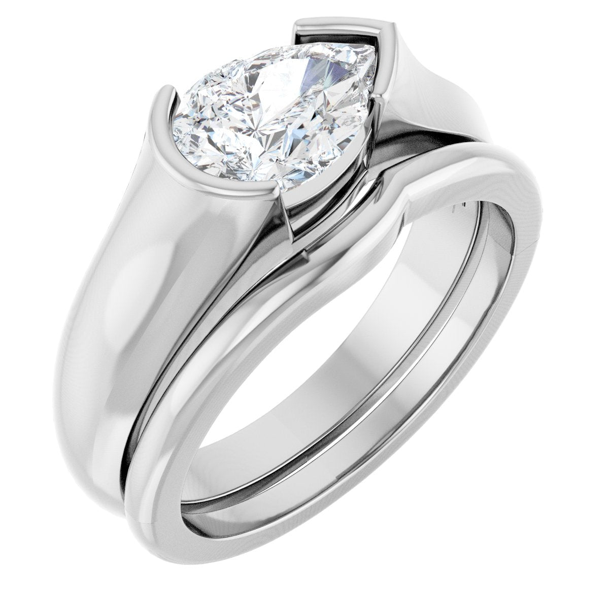 Half Bezel Solitaire Engagement Ring or Band