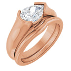 Half Bezel Solitaire Engagement Ring or Band