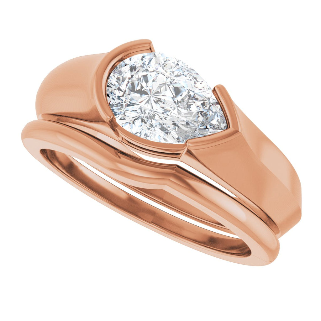 Half Bezel Solitaire Engagement Ring or Band