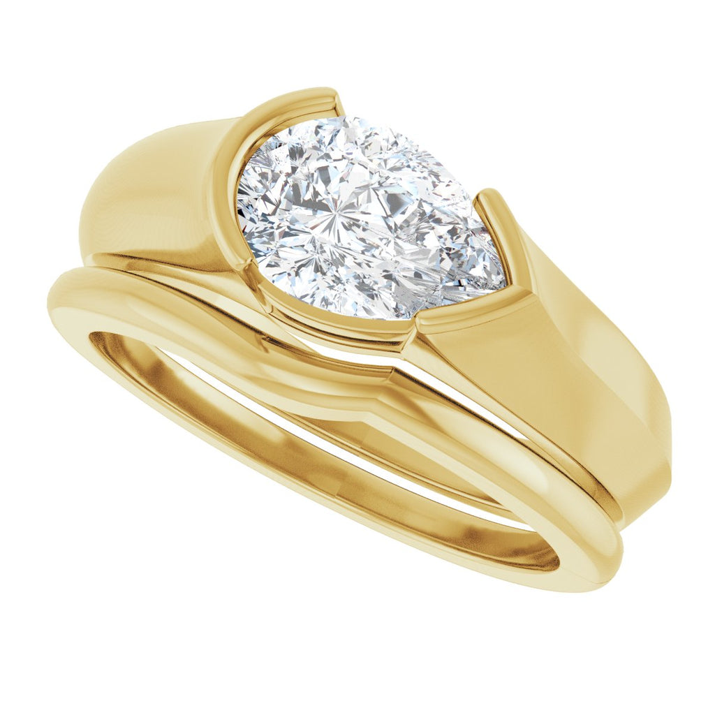 Half Bezel Solitaire Engagement Ring or Band