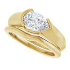 Half Bezel Solitaire Engagement Ring or Band